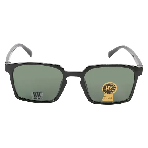 Retro Square Sunglasses (For Men Women, Black)