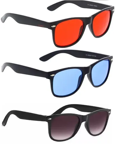 Wayfarer Sunglasses (For Men Women, Red, Blue, Grey)