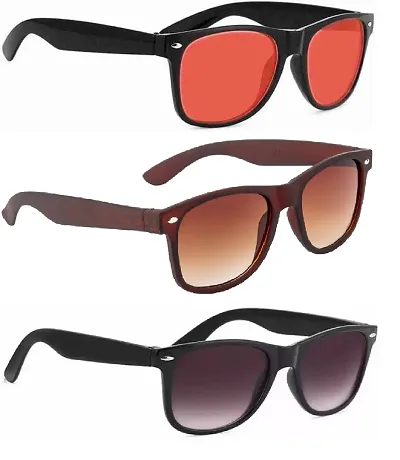 Wayfarer Sunglasses (For Men Women, Red, Brown, Grey)