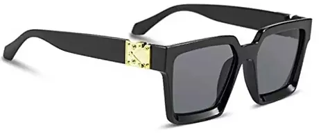 Retro Square Sunglasses  (For Men  Women, Black)-thumb1