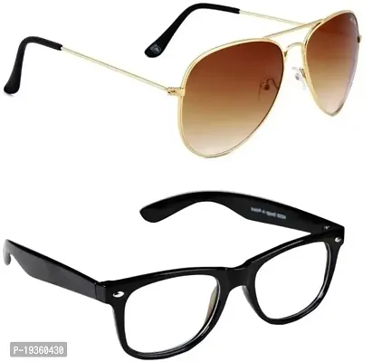 Wayfarer Sunglasses  (For Men  Women, Brown, Clear)