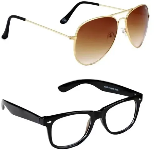 Wayfarer Sunglasses (For Men Women, Brown, Clear)