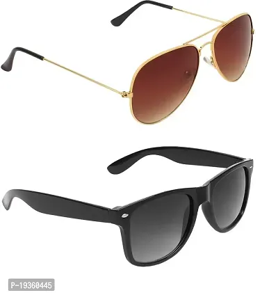 Wayfarer, Aviator Sunglasses  (For Men  Women, Brown, Black)