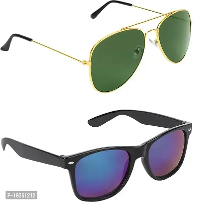 Aviator, Wayfarer Sunglasses  (For Men  Women, Green, Blue)-thumb0