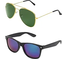 Aviator, Wayfarer Sunglasses  (For Men  Women, Green, Blue)-thumb2