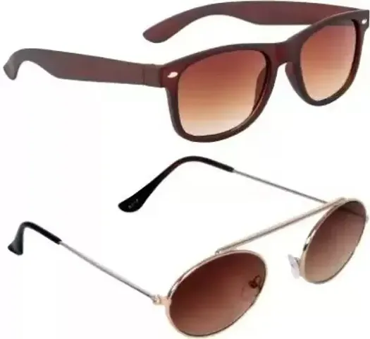 Wayfarer, Oval Sunglasses (For Men Women, Brown)