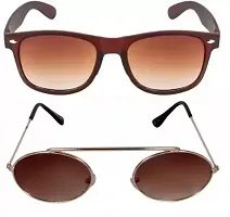 Wayfarer, Oval Sunglasses  (For Men  Women, Brown)-thumb3