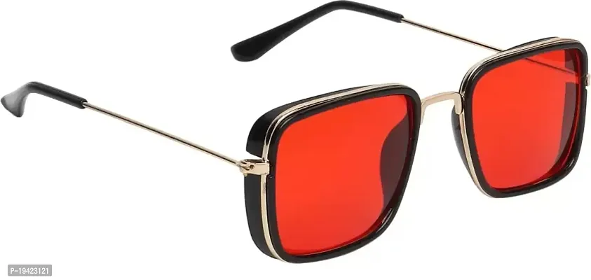 Retro Square Sunglasses  (For Men  Women, Red)