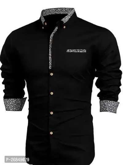 Reliable Black Cotton Long Sleeves Casual Shirt For Men