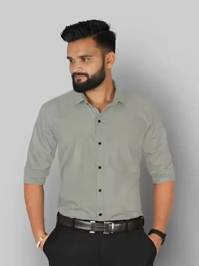 Reliable Blend Solid Long Sleeves Formal Shirts For Men