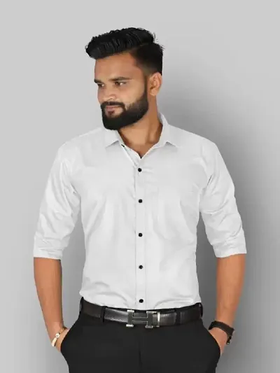 Reliable Blend Solid Long Sleeves Formal Shirts For Men