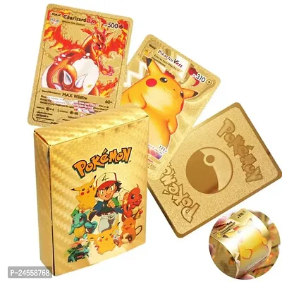 Salpitoys pokemon  55 PCS Deck Box Gold Foil Card Assorted Cards （11 GX Rare Cards 13 V Series Cards 16 Vmax Rares,2 EX Card, 6 Common Card, and 7 Tag Cosplay Cards