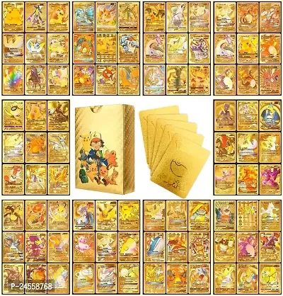 Salpitoys pokemon  55 PCS Deck Box Gold Foil Card Assorted Cards （11 GX Rare Cards 13 V Series Cards 16 Vmax Rares,2 EX Card, 6 Common Card, and 7 Tag Cosplay Cards-thumb2