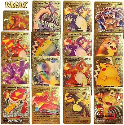 Salpitoys pokemon  55 PCS Deck Box Gold Foil Card Assorted Cards （11 GX Rare Cards 13 V Series Cards 16 Vmax Rares,2 EX Card, 6 Common Card, and 7 Tag Cosplay Cards-thumb4