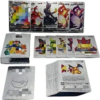 Salpitoys pokemon silver   55 PCS Deck Box Gold Foil Card Assorted Cards （11 GX Rare Cards 13 V Series Cards 16 Vmax Rares,2 EX Card, 6 Common Card, and 7 Tag Cosplay Cards-thumb1