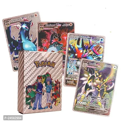 Salpitoys pokemon rose gold  55 PCS Deck Box Gold Foil Card Assorted Cards （11 GX Rare Cards 13 V Series Cards 16 Vmax Rares,2 EX Card, 6 Common Card, and 7 Tag Cosplay Cards