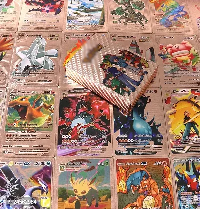 Salpitoys pokemon rose gold  55 PCS Deck Box Gold Foil Card Assorted Cards （11 GX Rare Cards 13 V Series Cards 16 Vmax Rares,2 EX Card, 6 Common Card, and 7 Tag Cosplay Cards-thumb5