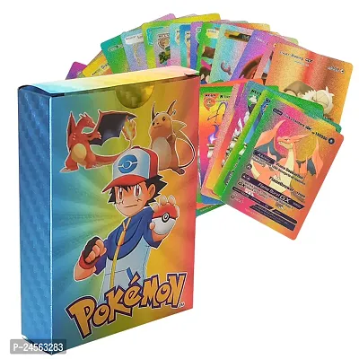 Salpitoys pokemon rainbow   55 PCS Deck Box Gold Foil Card Assorted Cards （11 GX Rare Cards 13 V Series Cards 16 Vmax Rares,2 EX Card, 6 Common Card, and 7 Tag Cosplay Cards