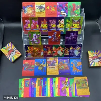 Salpitoys pokemon 7 colors rainbow  55 PCS Deck Box Gold Foil Card Assorted Cards （11 GX Rare Cards 13 V Series Cards 16 Vmax Rares,2 EX Card, 6 Common Card, and 7 Tag Cosplay Cards-thumb4