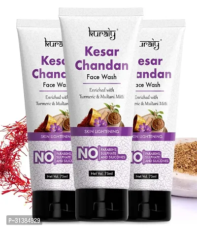 KURAIY Kesar Chandan Skin Lightening  Tan Removal Face wash - 75ml  pack of 3-thumb0