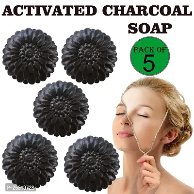 Kuraiy Activated Charcoal Deep Cleansing Bath Soap, 100g (Pack of 5)  (5x 100 g)-thumb0