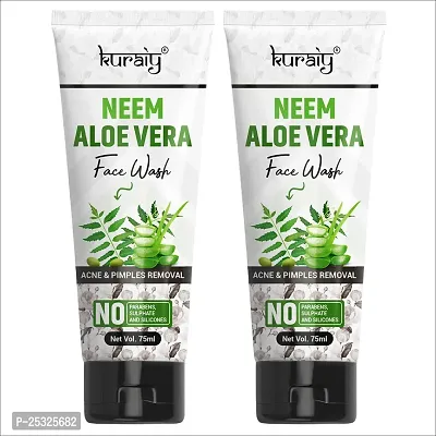 KURAIY NEEM ALOE VERA Facial Cleanser Skin Cleansing Moisturizing Anti Acne Blackhead Remove Skincare Face Wash PACK OF 2