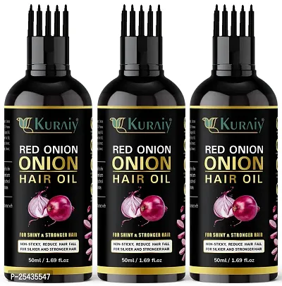 KURAIY Onion and Basil Oil for Anti Hair Fall Pack of 3 Hair Oil-thumb0