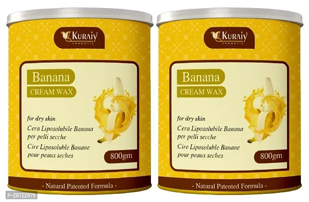 KURAIY Banana Wax for Smooth Hair Removal - 800gm Banana extracts For all skin types Removes Tan, Dead Skin For Arms, Legs and Full body (Pack of 2)-thumb0