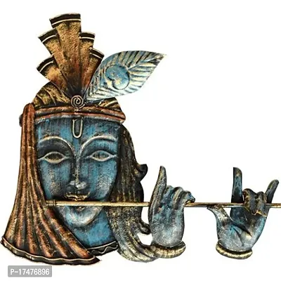 Decor Blue Krishna In Ring Led Iron Metal Wall Decor-thumb0