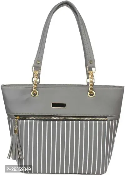 Stylish Grey PU Printed Handbags For Women