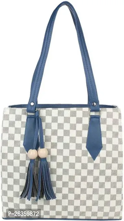 Stylish Blue PU Printed Handbags For Women-thumb0