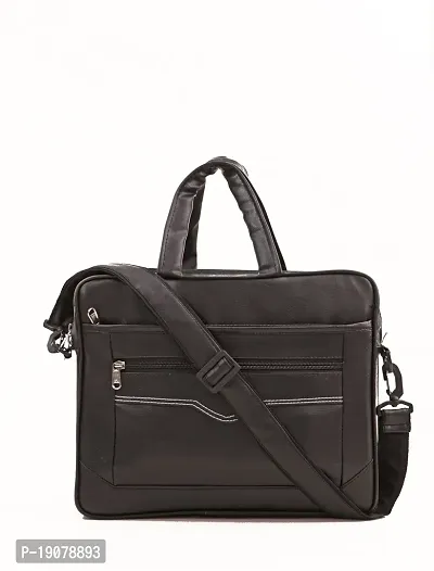 Black Messenger Laptop Bag Leather For Men-thumb0