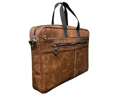 Leather Messenger Bag for 15.6 Inch Laptop I Macebook I Books (Tan)-thumb1