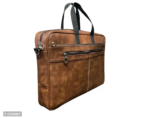 Leather Messenger Bag for 15.6 Inch Laptop I Macebook I Books (Tan)-thumb2