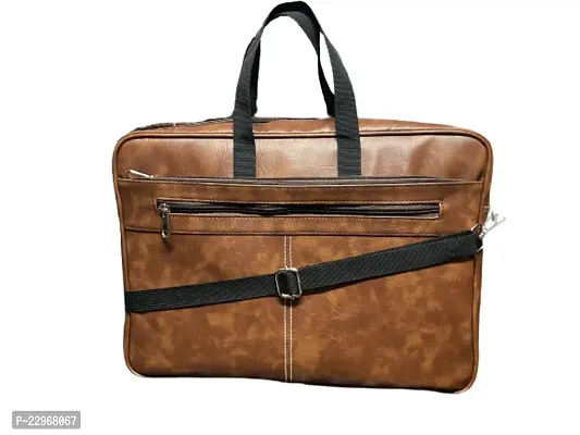 Leather Messenger Bag for 15.6 Inch Laptop I Macebook I Books (Tan)-thumb3
