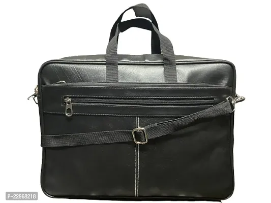 Leather Office Bag for men and women 15.6 inch laptop I Macebook I Books (black)