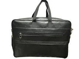 Leather Office Bag for men and women 15.6 inch laptop I Macebook I Books (black)-thumb2