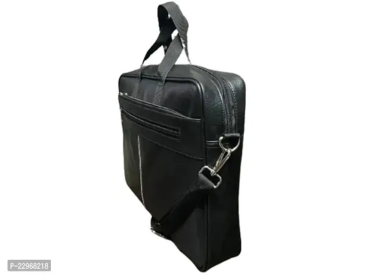 Leather Office Bag for men and women 15.6 inch laptop I Macebook I Books (black)-thumb2