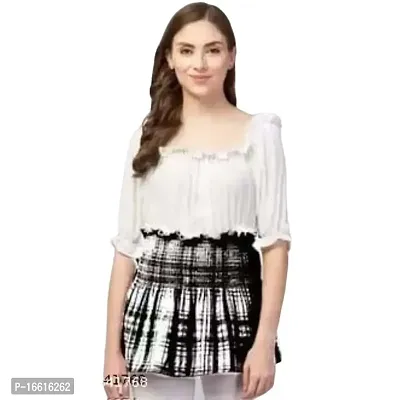 Thrifty Thread Women's Regular Fit Cotton Tow Color Trendy Check Top