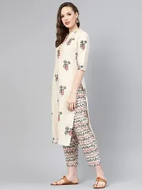 Stich Plus Women's Cotton Blend Straight Printed Kurta with Pant-thumb1