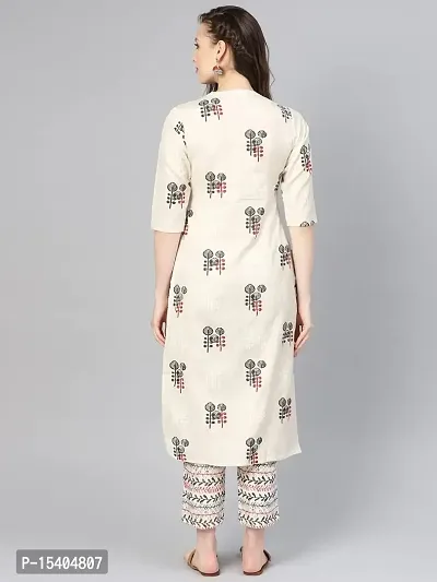 Stich Plus Women's Cotton Blend Straight Printed Kurta with Pant-thumb5