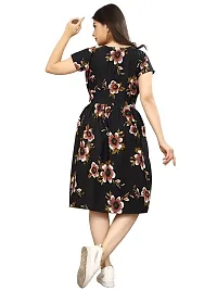 Stylish Black Crepe Printed A-Line Dress For Women-thumb1