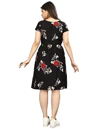 Stylish Black Crepe Printed A-Line Dress For Women-thumb1