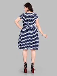 Stylish Blue Crepe Printed A-Line Dress For Women-thumb1