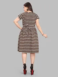 Stylish Brown Crepe Printed A-Line Dress For Women-thumb1