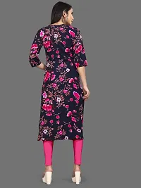 Stylish Navy Blue Crepe Printed Kurta For Women-thumb1