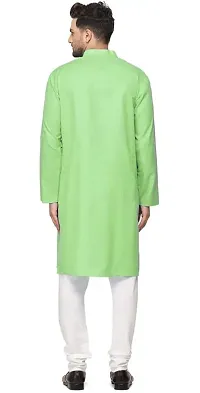 Oversized Mens Cotton Blend Full Sleeve Henley Neck Mid Thigh Length Solid Kurta (MK-101)-thumb2