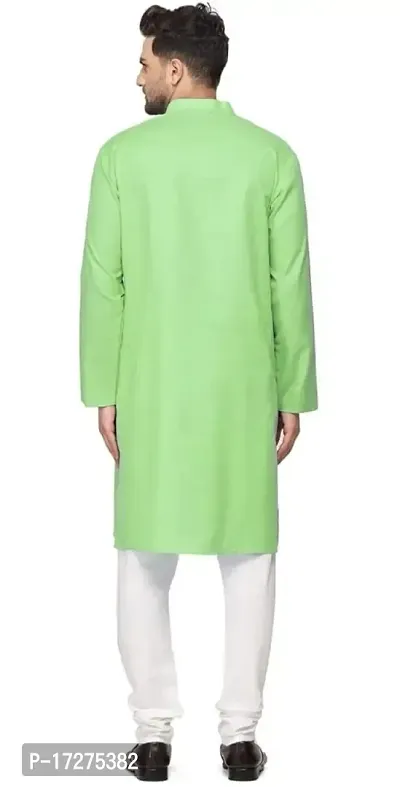 Oversized Mens Cotton Blend Full Sleeve Henley Neck Mid Thigh Length Solid Kurta (MK-101)-thumb3