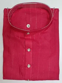 Oversized Mens Lining Cotton Blend Full Sleeve Henley Neck Mid Thigh Length Kurta (MK-116_Pink_Large)-thumb1