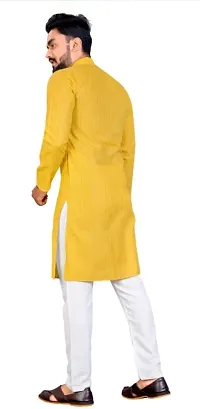 Oversized Mens Cotton Blend Full Sleeve Henley Neck Mid Thigh Length Lining Kurta (MK-113)-thumb4